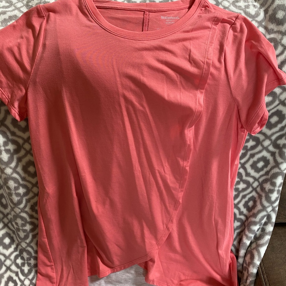 Motherhood Maternity Coral/Gray Nursing Top Medium